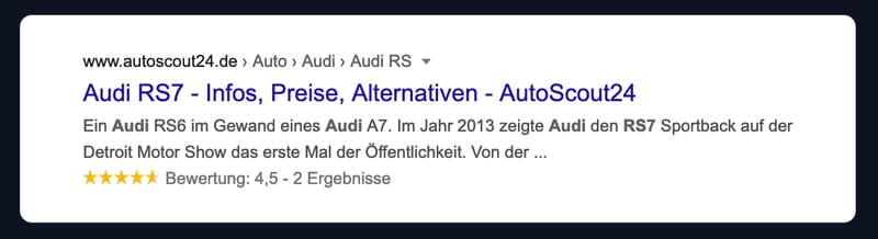 Rich Snippet vom Typ Rezension