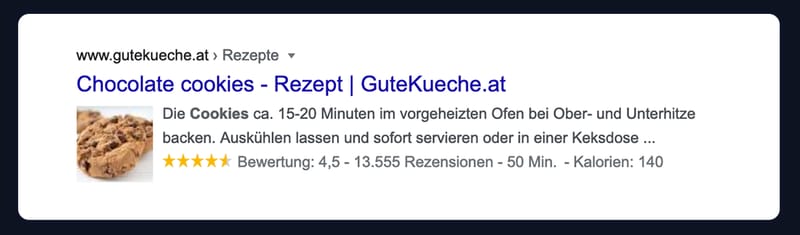 Rich Snippet vom Typ Rezept