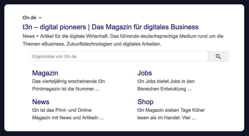 Rich Snippet vom Typ Suchfeld