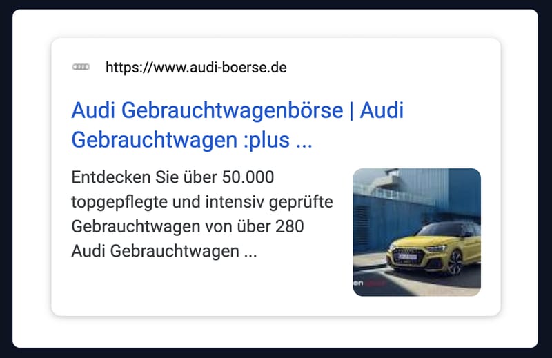 Rich Snippet vom Typ Webseite