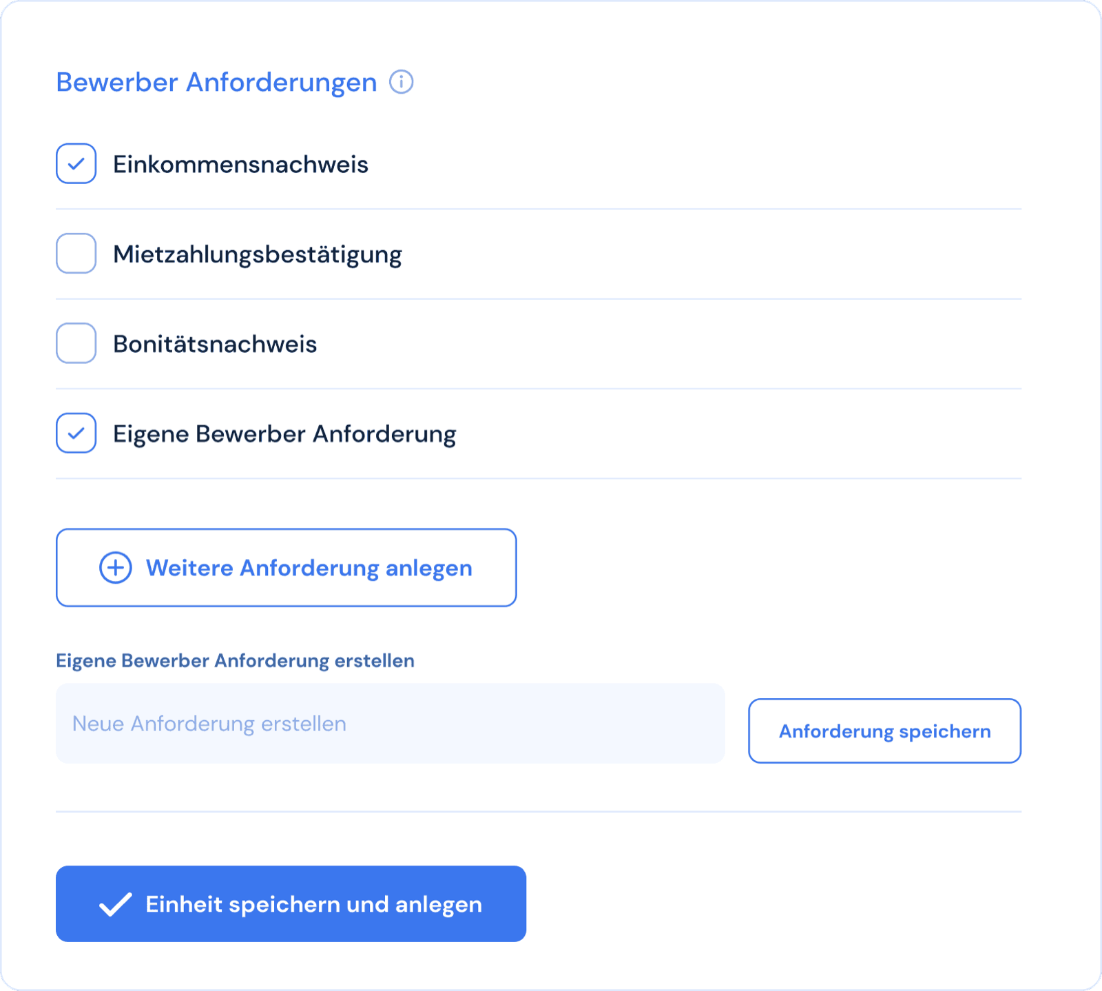 Bewerbungsanforderungen definieren